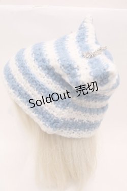 画像3: PUNK / 猫耳ニット帽  白ｘブルー S-25-12-12-029-PU-AC-HR-ZS