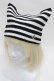 画像1: REFLEM / ロゴチャーム付き猫耳ニット帽  黒ｘ白 S-25-12-12-030-PU-AC-HR-ZS (1)