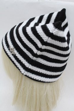画像3: REFLEM / ロゴチャーム付き猫耳ニット帽  黒ｘ白 S-25-12-12-030-PU-AC-HR-ZS