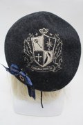 metamorphose / エンブレム刺繍ベレー  黒 S-25-12-12-031-ME-AC-HR-ZS