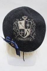 metamorphose / エンブレム刺繍ベレー  黒 S-25-12-12-031-ME-AC-HR-ZS