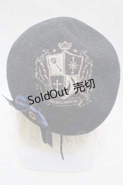 画像1: metamorphose / エンブレム刺繍ベレー  黒 S-25-12-12-031-ME-AC-HR-ZS