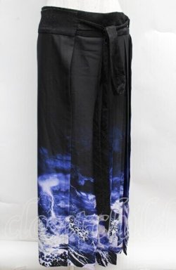 画像1: REZEN / ガシャドクロ柄巻きスカート M 京紫 S-25-12-13-043-LO-PA-AS-ZS