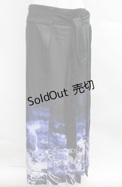 画像1: REZEN / ガシャドクロ柄巻きスカート M 京紫 S-25-12-13-043-LO-PA-AS-ZS