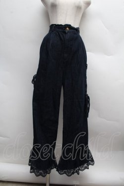 画像1: axes femme / 裾チュールデニムパンツ  紺 S-25-12-13-044-AX-PA-AS-ZS