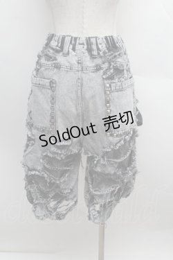 画像2: REFLEM / スタッズ付きダメージデニムハーフパンツ  グレー S-25-12-13-045-PU-PA-AS-ZS