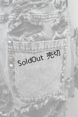 画像3: REFLEM / スタッズ付きダメージデニムハーフパンツ  グレー S-25-12-13-045-PU-PA-AS-ZS