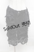 REFLEM / スタッズ付きダメージデニムハーフパンツ  黒 S-25-12-13-046-PU-PA-AS-ZS