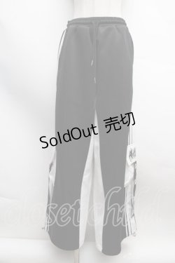 画像1: Amilige / バイカラー裾ポケットラインジャージパンツ  黒ｘ白 S-25-12-13-049-PU-PA-AS-ZS