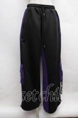 Amilige / バイカラー裾ポケットラインジャージパンツ  黒ｘ紫 S-25-12-13-050-PU-PA-AS-ZS