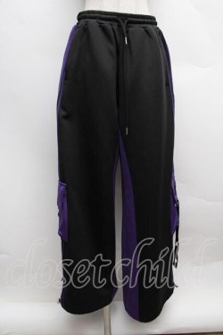 画像1: Amilige / バイカラー裾ポケットラインジャージパンツ  黒ｘ紫 S-25-12-13-050-PU-PA-AS-ZS