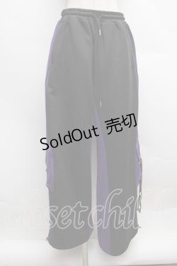 画像1: Amilige / バイカラー裾ポケットラインジャージパンツ  黒ｘ紫 S-25-12-13-050-PU-PA-AS-ZS