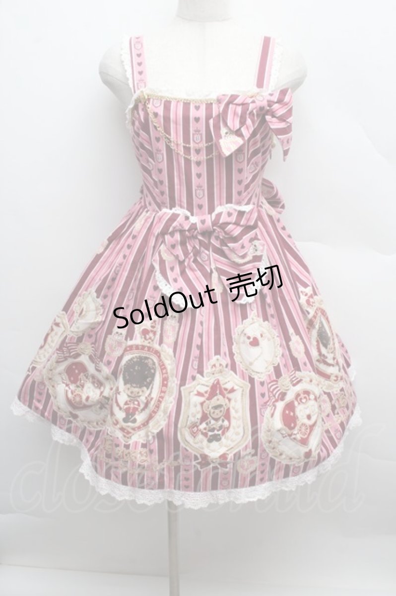 画像1: BABY,THE STARS SHINE BRIGHT / くまくみゃのRoyal Kingdom柄ジャンパースカートII  ピンク S-25-12-13-054-BA-OP-AS-ZS (1)