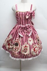 BABY,THE STARS SHINE BRIGHT / くまくみゃのRoyal Kingdom柄ジャンパースカートII  ピンク S-25-12-13-054-BA-OP-AS-ZS