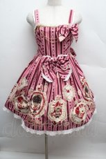 画像1: BABY,THE STARS SHINE BRIGHT / くまくみゃのRoyal Kingdom柄ジャンパースカートII  ピンク S-25-12-13-054-BA-OP-AS-ZS (1)