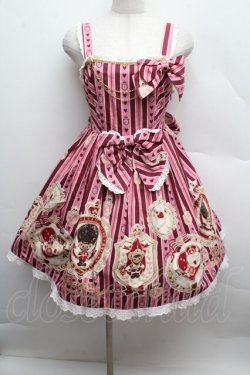 画像1: BABY,THE STARS SHINE BRIGHT / くまくみゃのRoyal Kingdom柄ジャンパースカートII  ピンク S-25-12-13-054-BA-OP-AS-ZS