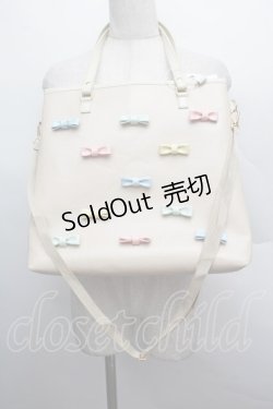 画像1: MILK / リボントートバッグ  オフ S-25-12-13-009-ML-BG-AS-ZS