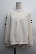 axes femme / 袖レースアッププルオーバー  オフ S-25-12-13-015-AX-TO-HR-ZS