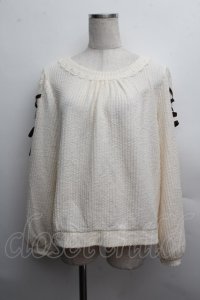 axes femme / 袖レースアッププルオーバー  オフ S-25-12-13-015-AX-TO-HR-ZS