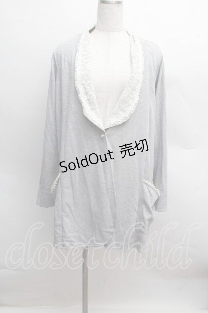 画像1: axes femme / レース切替カーディガン  グレー S-25-12-13-018-AX-BL-HR-ZI (1)