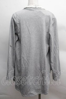 画像2: axes femme / レース切替カーディガン  グレー S-25-12-13-018-AX-BL-HR-ZS