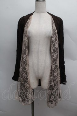 画像1: axes femme / レース切替カーディガン  ブラウン S-25-12-13-022-AX-BL-HR-ZS