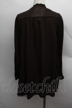 画像2: axes femme / レース切替カーディガン  ブラウン S-25-12-13-022-AX-BL-HR-ZS