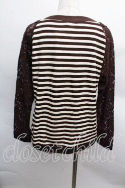 画像2: axes femme / 異素材組み合わせボーダープルオーバー  茶 S-25-12-13-023-AX-TO-HR-ZS