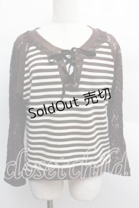 axes femme / 異素材組み合わせボーダープルオーバー  茶 S-25-12-13-024-AX-TO-HR-ZS