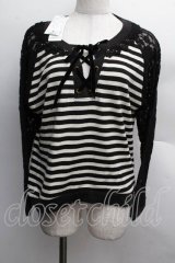 axes femme / 異素材組み合わせボーダープルオーバー  黒 S-25-12-13-025-AX-TO-HR-ZS