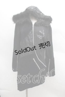 画像1: Sixh / ファーフード切替パーカー  黒 S-25-12-13-026-HN-TO-HR-ZS