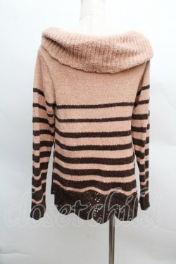 画像2: axes femme / オフショルボーダーニット  ピンクｘブラウン S-25-12-13-030-AX-TO-HR-ZS