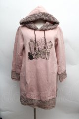 axes femme / シルエットプリント裏起毛ワンピース  ピンク S-25-12-13-032-AX-OP-HR-ZS