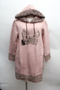 axes femme / シルエットプリント裏起毛ワンピース  ピンク S-25-12-13-032-AX-OP-HR-ZS