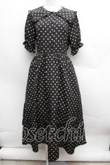 m petit by misako / 梨地水玉半袖ワンピース M 黒 S-25-12-13-036-LO-OP-AS-ZS