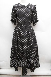 m petit by misako / 梨地水玉半袖ワンピース M 黒 S-25-12-13-036-LO-OP-AS-ZS