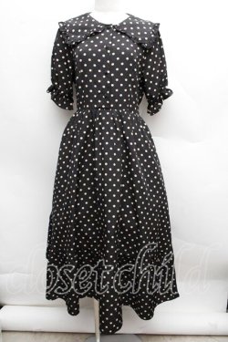 画像1: m petit by misako / 梨地水玉半袖ワンピース M 黒 S-25-12-13-036-LO-OP-AS-ZS