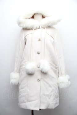 画像1: Swankiss / ファー付きフードロングコート  オフ S-25-12-15-046-CA-CO-HR-ZS