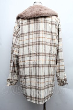 画像2: axes femme POETIQUE / ファー襟チェックコート  ベージュ S-25-12-15-048-AX-CO-HR-ZS