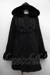 Rojita / スピンドルフーディーコート  黒 S-25-12-15-056-LO-CO-HR-ZS