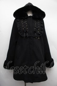 Rojita / スピンドルフーディーコート  黒 S-25-12-15-056-LO-CO-HR-ZS