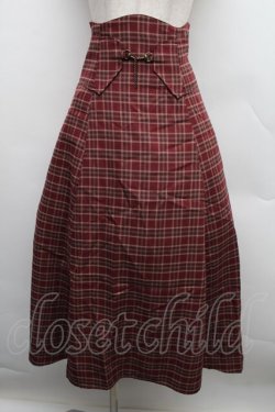 画像1: axes femme / コルセット風チェック柄スカート  ワイン S-25-12-15-058-AX-SK-HR-ZS