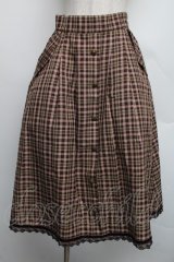 axes femme / HOUSEofTARTANコラボ/タータンチェックスカート  ブラウン S-25-12-15-061-AX-SK-AS-ZS