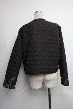 画像2: m petit by misako / クロミタフタハートキルトジャケット  黒 S-25-12-15-063-LO-JA-HR-ZS