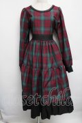 marcHenTica by Hiroko Tokumine / チェックワンピース  赤ｘグリーン S-25-12-15-065-LO-OP-AS-ZS