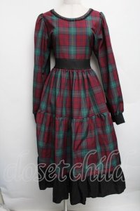 marcHenTica by Hiroko Tokumine / チェックワンピース  赤ｘグリーン S-25-12-15-065-LO-OP-AS-ZS