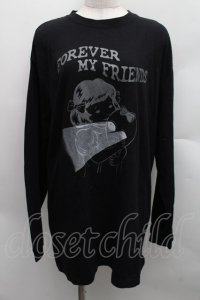 Candy Stripper / FOREVER MY FRIENDS L/S Tシャツ  黒 S-25-12-15-012-PU-TS-AS-ZS
