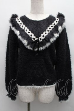 画像1: axes femme kawaii / フェザーニットPO  黒 S-25-12-15-014-AX-TO-HR-ZS