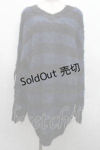 NOEMIE / おしゃれ囚人袖レースアップフェザーニット  紺ｘ黒 S-25-12-15-015-LO-TO-AS-ZS