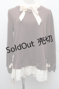axes femme / ボウタイシャツレイヤードプルオーバー  ブラウンｘキナリ S-25-12-15-018-AX-TO-HR-ZS